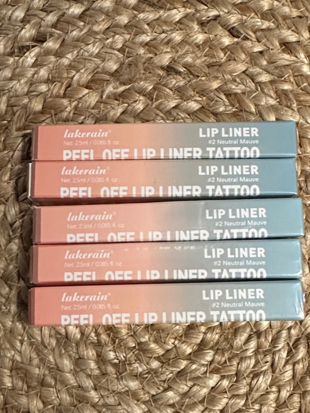 LAKERAIN Peel Off Lip Liner Tattoo - Neutral Mauve #2 (Set of 5)